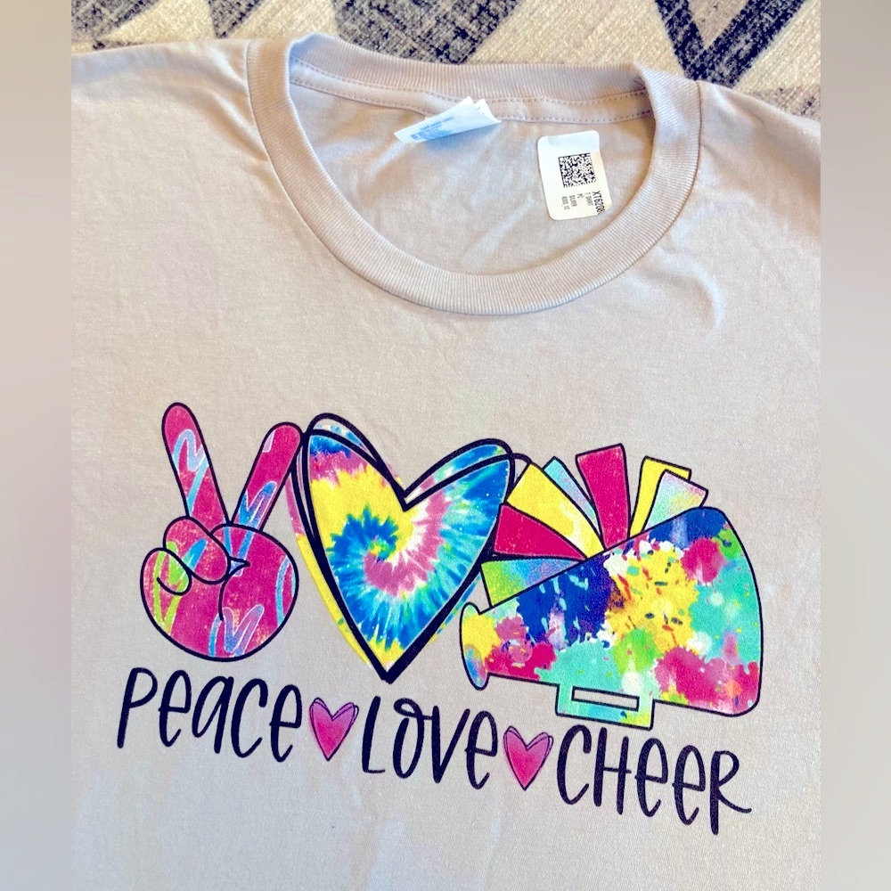 Peace, Love, Cheer Tee, Youth L 10-12